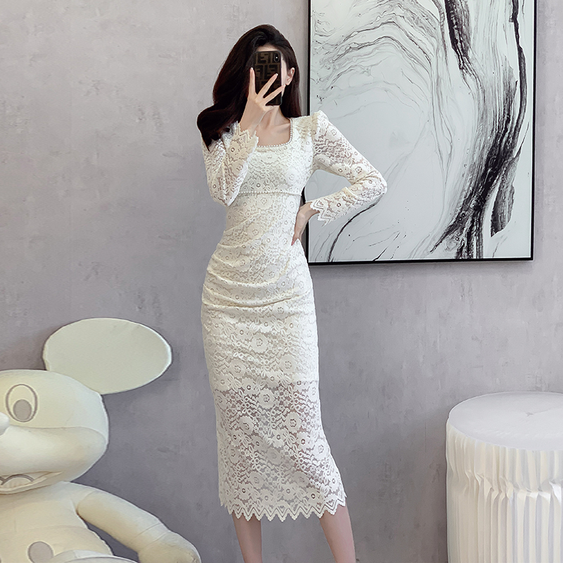 2026 New Lace Dress High-End Light Luxury Niche Long Inner Wear Dress
