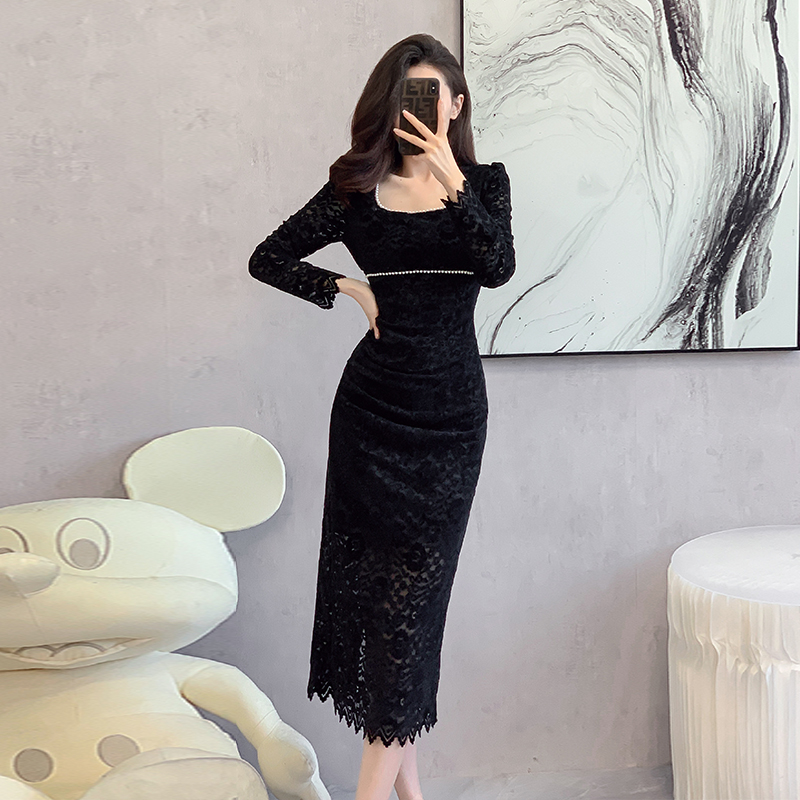 2026 New Lace Dress High-End Light Luxury Niche Long Inner Wear Dress - Image 3