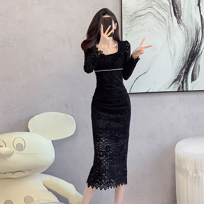 2026 New Lace Dress High-End Light Luxury Niche Long Inner Wear Dress - Image 4