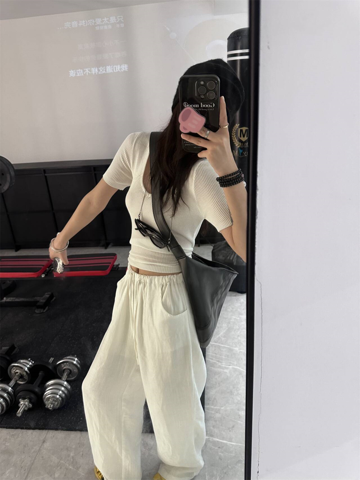 Dark Herringbone Tencel Linen Lightweight Breathable Straight Leg Pants Slimming Fit with Nude Leggings - Image 3