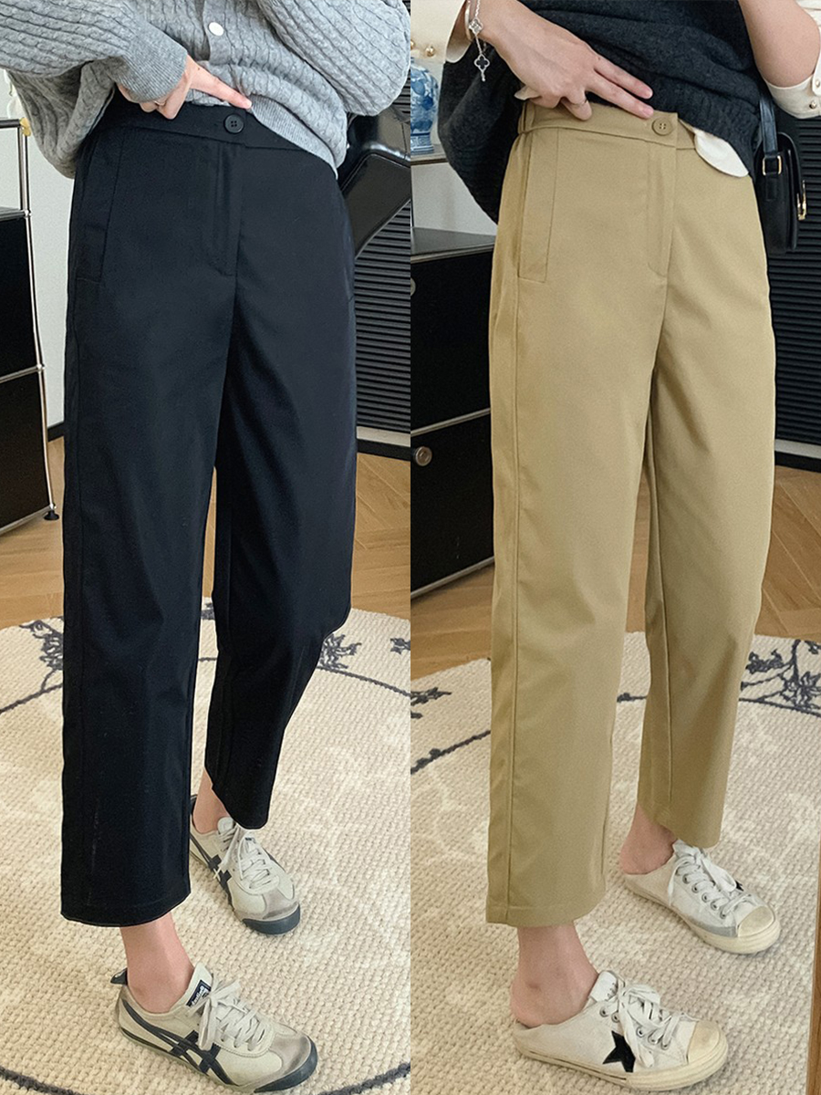 2024 Summer New Japanese Style Soft Stretch Cropped Pants High Waist Slimming Petite Tapered Carrot Pants
