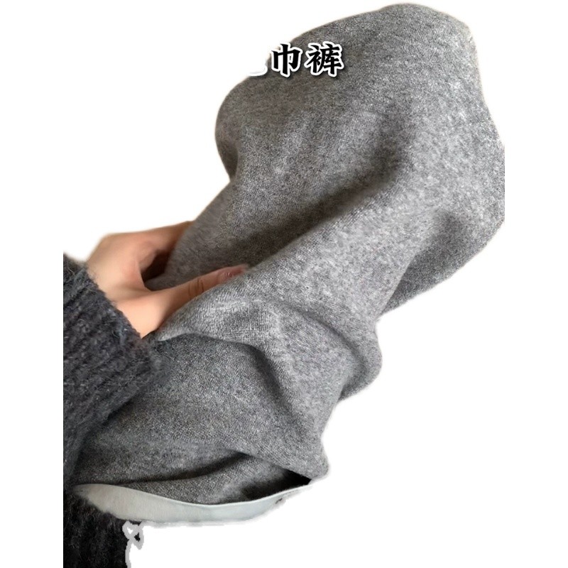 High-End Gray Towel Pants Sweatpants Warm Fleece Straight Slimming Wide-Leg Casual Pants for Women Autumn Winter - Image 5