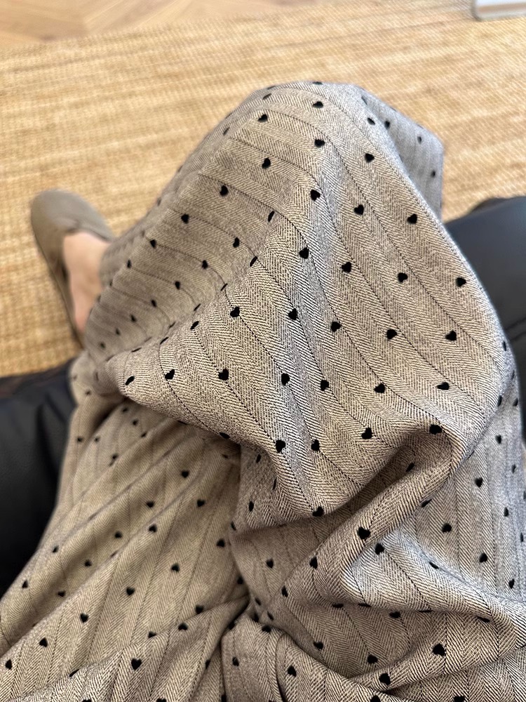 Khaki Polka Dot Striped Wide-Leg Pants for Women Fall 2024 Lazy Relaxed Fit Commuter Suit Pants - Image 3