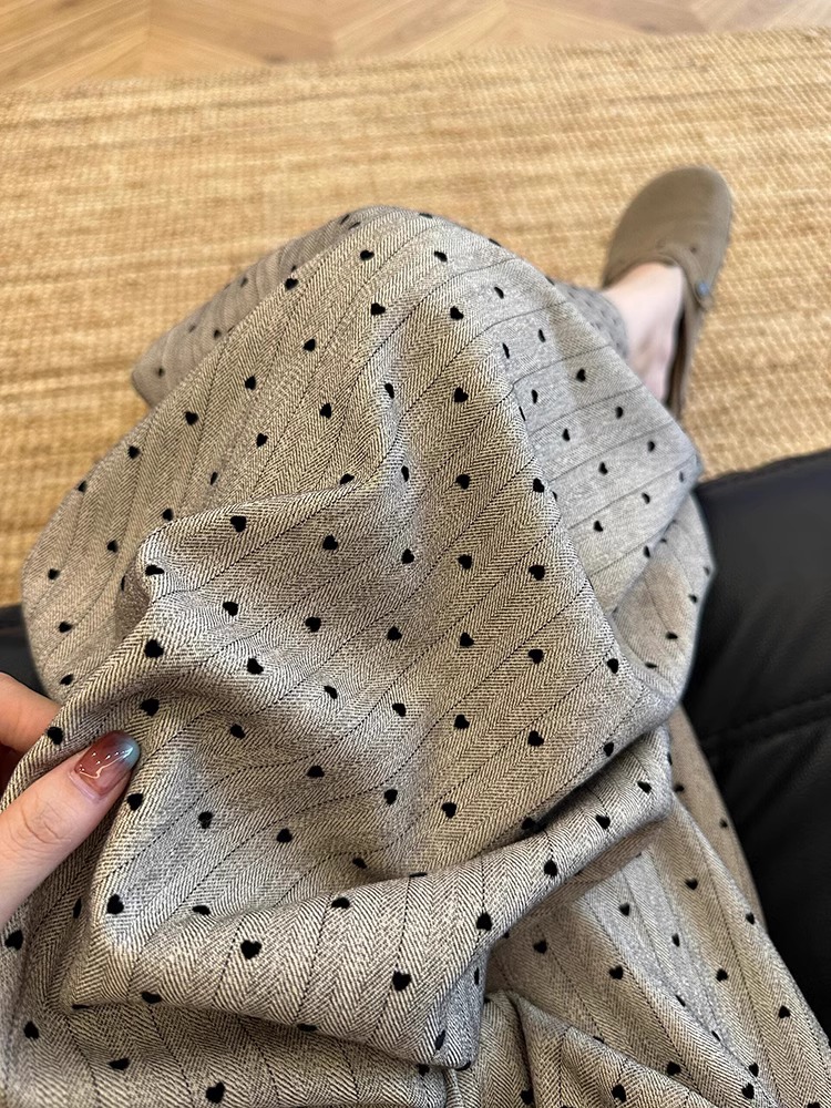 Khaki Polka Dot Striped Wide-Leg Pants for Women Fall 2024 Lazy Relaxed Fit Commuter Suit Pants