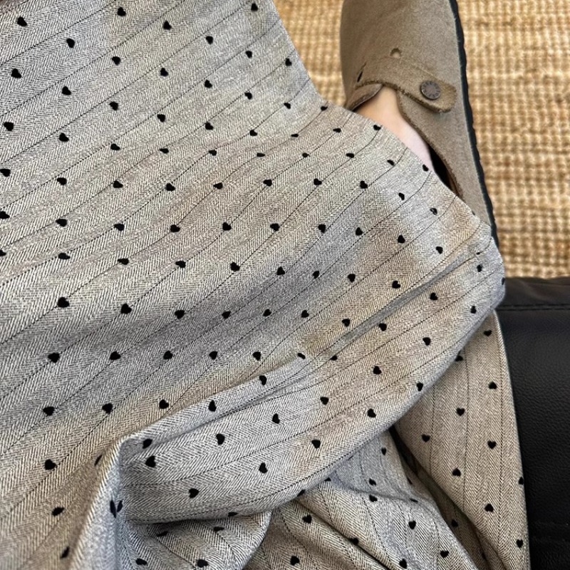 Khaki Polka Dot Striped Wide-Leg Pants for Women Fall 2024 Lazy Relaxed Fit Commuter Suit Pants - Image 5