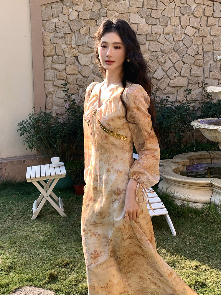 2026 Spring New Long Sleeve Floral Dress