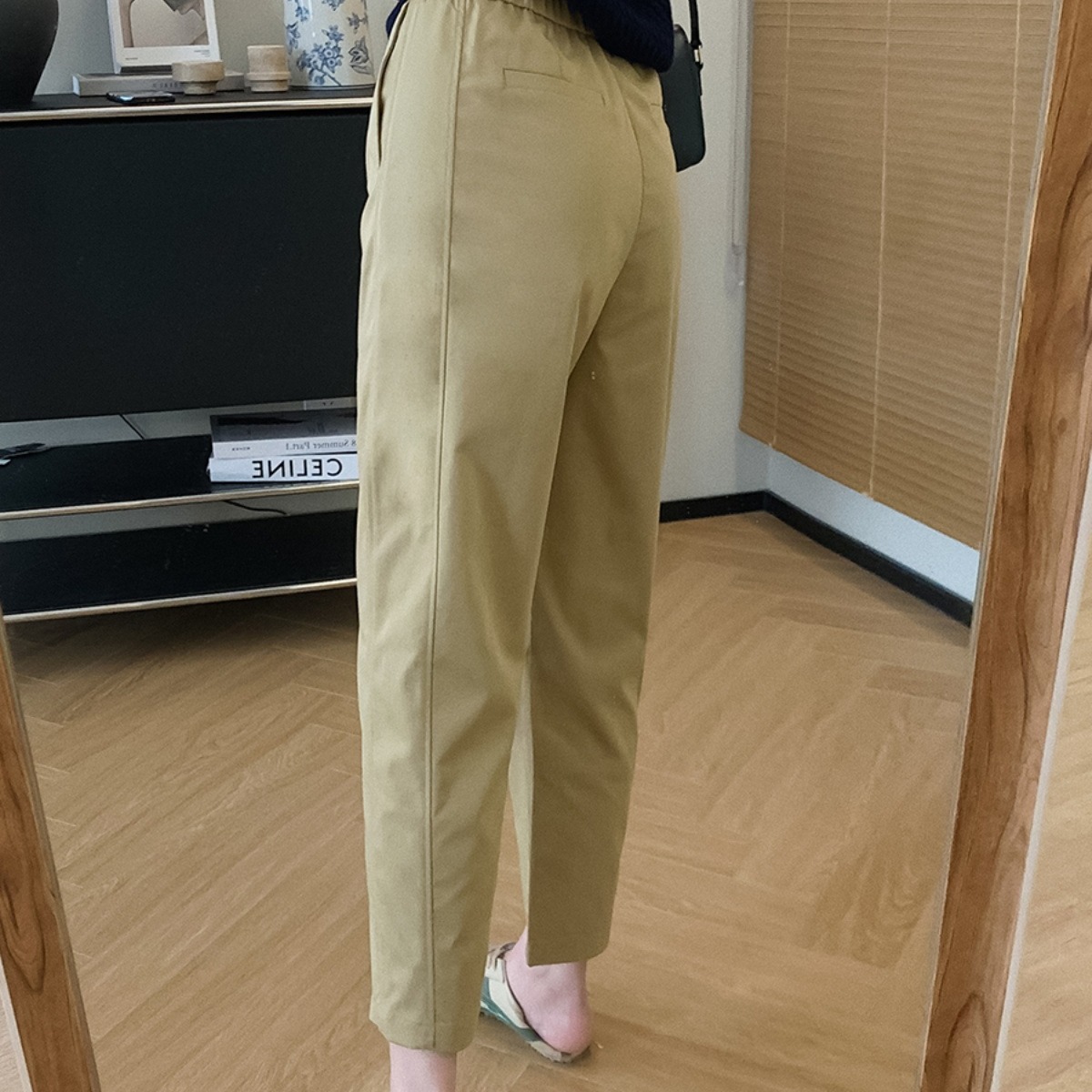 2024 Summer New Japanese Style Soft Stretch Cropped Pants High Waist Slimming Petite Tapered Carrot Pants - Image 5