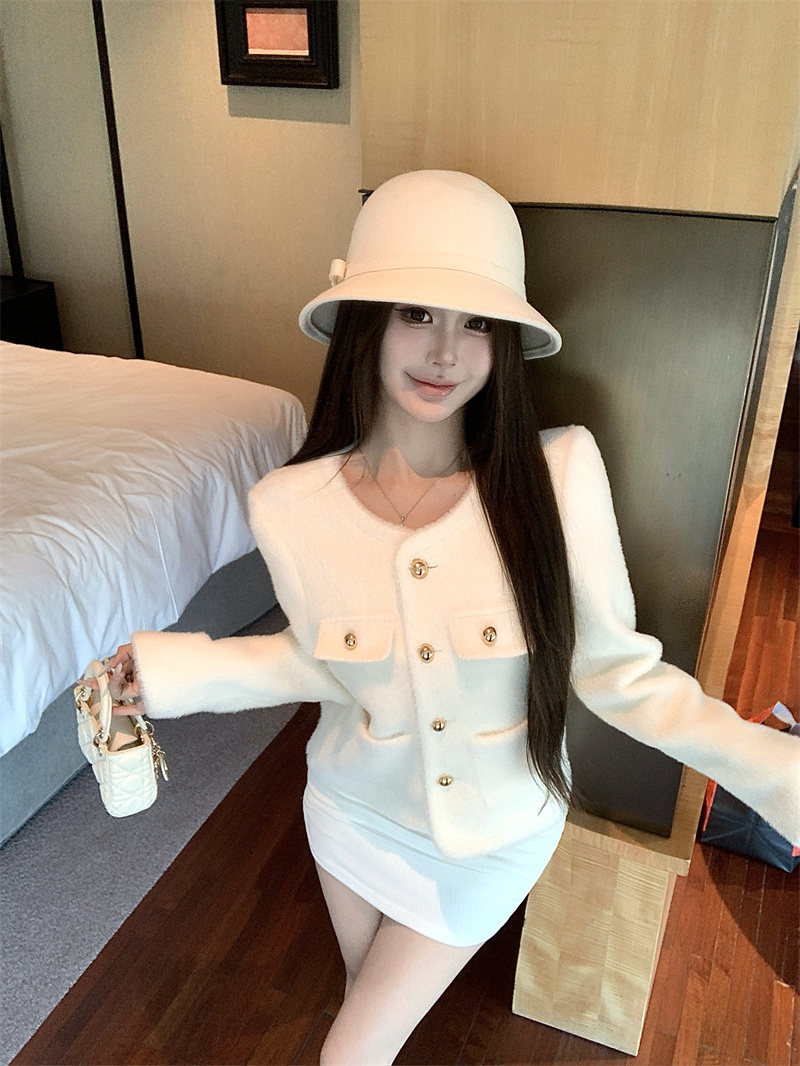 2025 Winter Tweed-Style Faux Fur Coat for Women