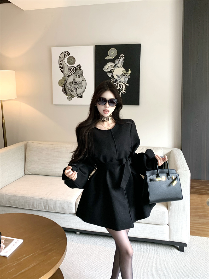 2025 Winter New Design Lantern Sleeve Padded Blazer Dress Set