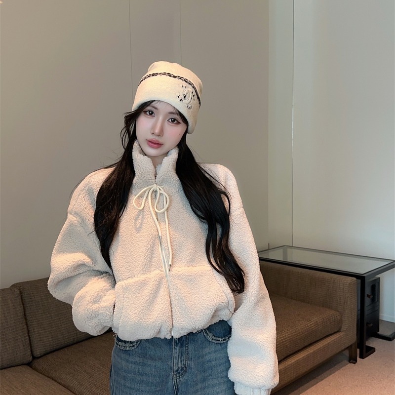 Women's Fleece Zip-Up Short Cardigan Jacket 2025 Winter Loose Fit - Image 5