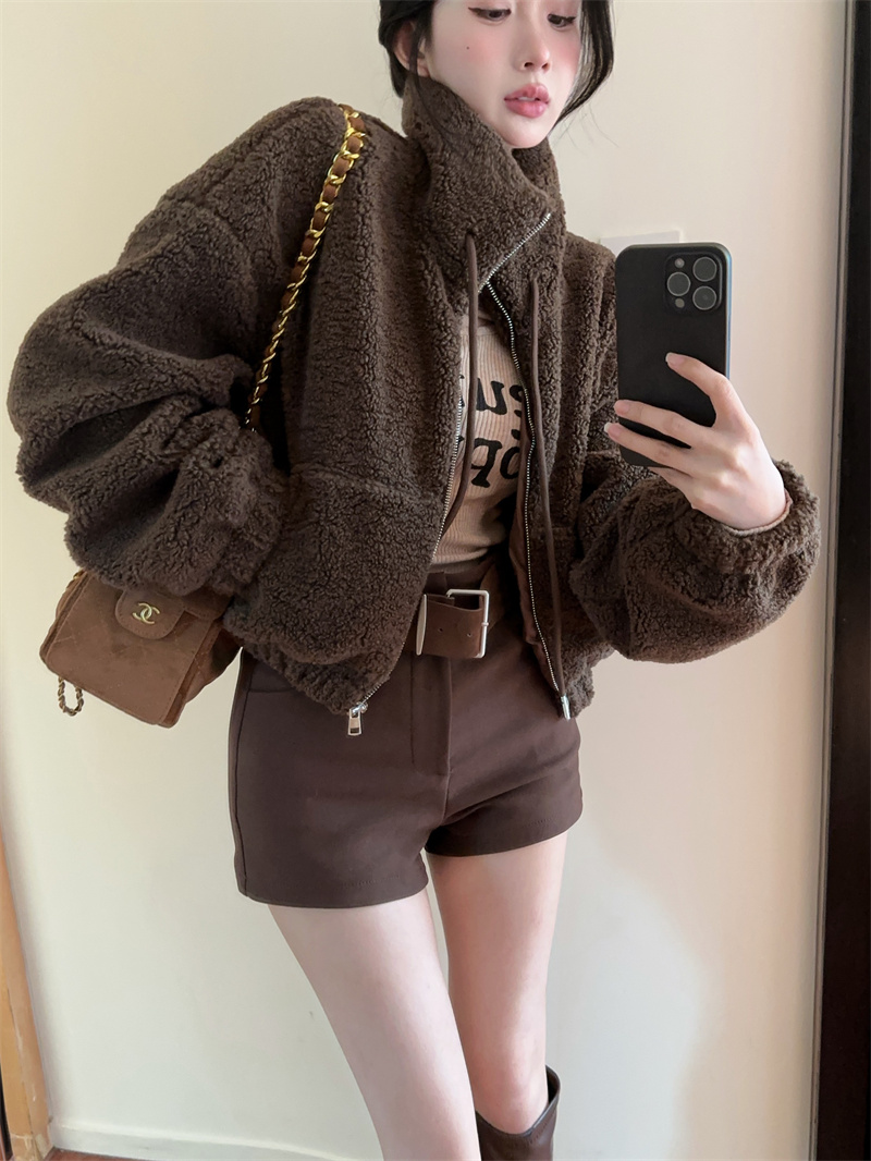 Women's Fleece Zip-Up Short Cardigan Jacket 2025 Winter Loose Fit - Image 3