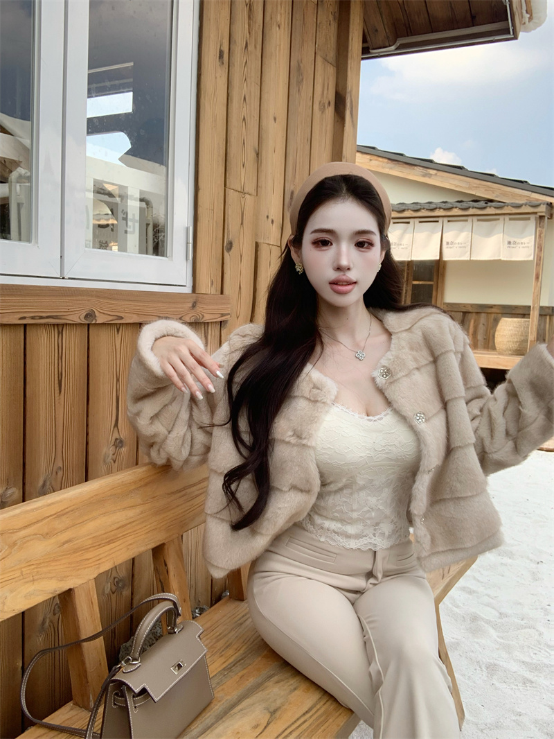 Faux Mink Short Jacket for Women | 2025 Winter Tweed-Style Fuzzy Coat - Image 3