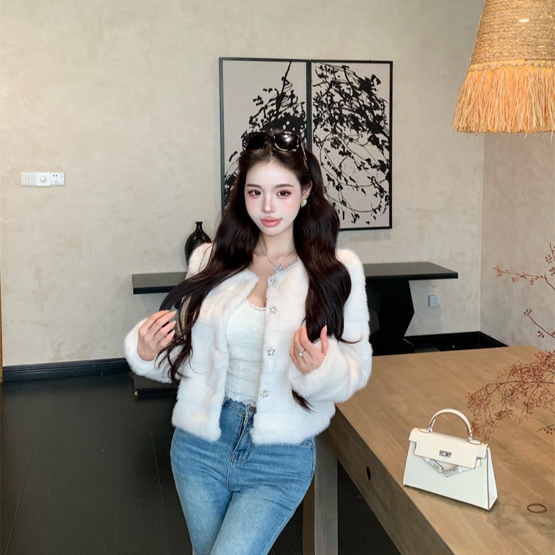 Faux Mink Short Jacket for Women | 2025 Winter Tweed-Style Fuzzy Coat - Image 5