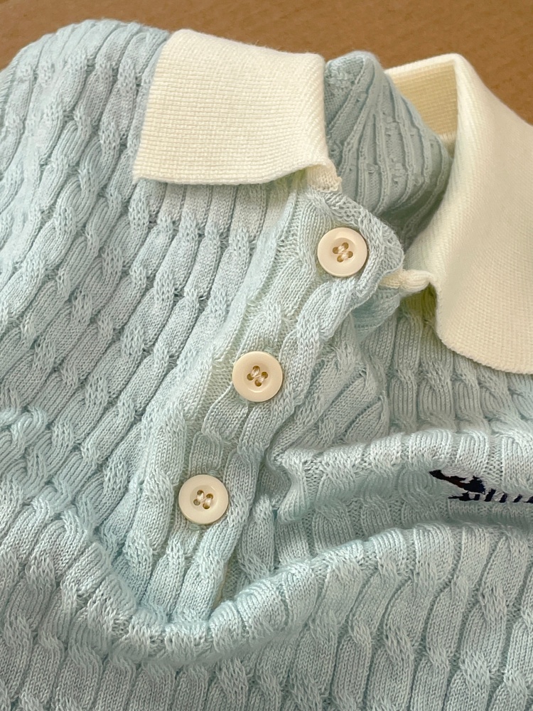 Embroidered Sleeveless Polo Neck Knit Top for Women Summer Preppy Vest - Image 4