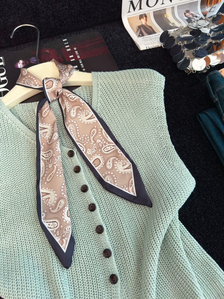 Elegant Slimming Ribbon Knit Vest Women Summer Cardigan - Image 4