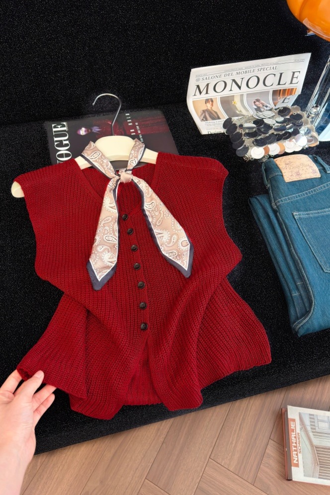 Elegant Slimming Ribbon Knit Vest Women Summer Cardigan - Image 5