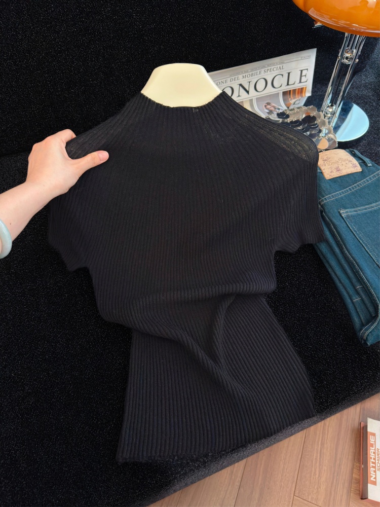 Women's Soft Knit Short Sleeve Top Summer Solid Color Slimming Pullover - Style 624bf4 - Image 4
